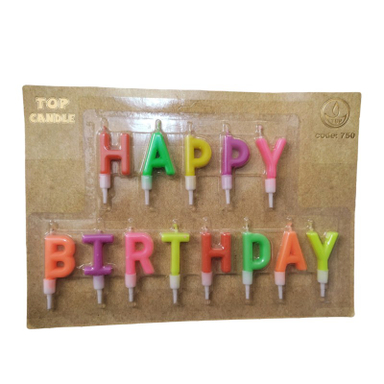 شمع تولد تاپ کندل (Top Candle) مدل Happy Birthday طرح بلک لایت مجموعه 13 عددی