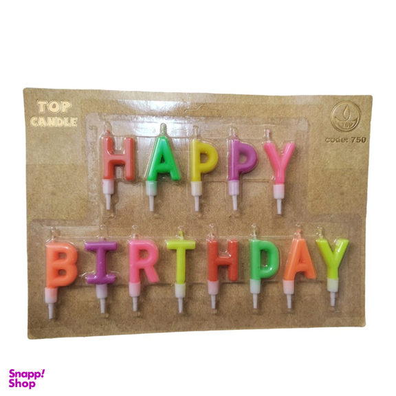 شمع تولد تاپ کندل (Top Candle) مدل Happy Birthday طرح بلک لایت مجموعه 13 عددی