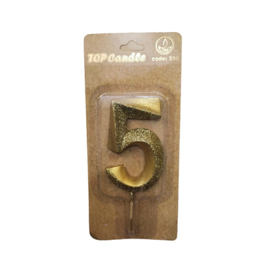 شمع تولد تاپ کندل (Top Candle) مدل اکلیلی طرح عدد 5
