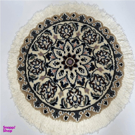 قالیچه دستباف نایین دایره شکل سایز 40 سانتی متر مدل سایه