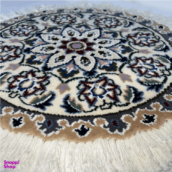 قالیچه دستباف نایین دایره شکل سایز 40 سانتی متر مدل سایه