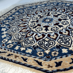 قالیچه دستباف نایین هشت ضلعی شکل سایز 50 سانتی متر مدل سناتور
