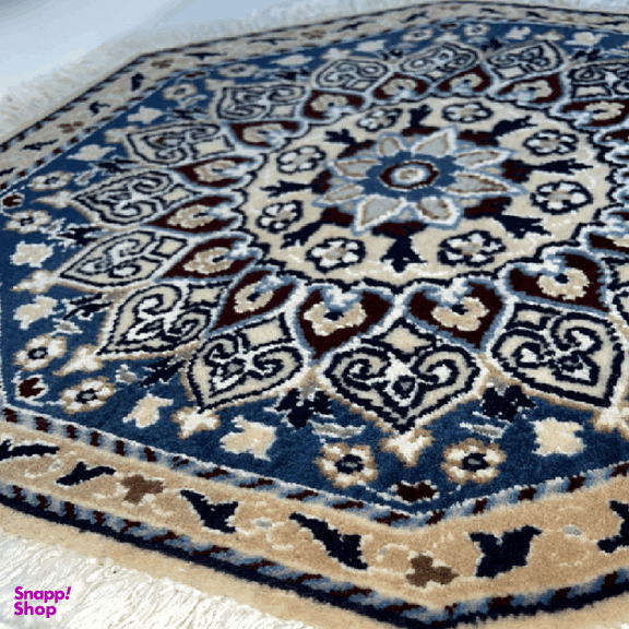 قالیچه دستباف نایین هشت ضلعی شکل سایز 50 سانتی متر مدل سناتور