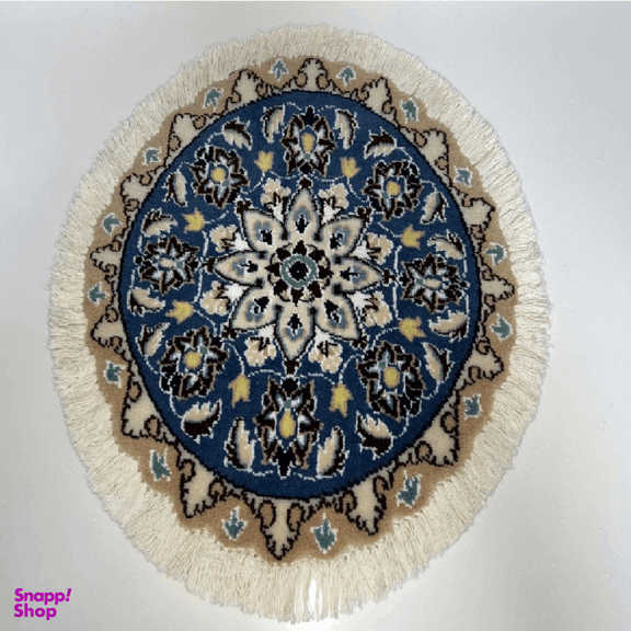 قالیچه دستباف نایین (Naein) مدل فیروزه زمینه سرمه‌ای
