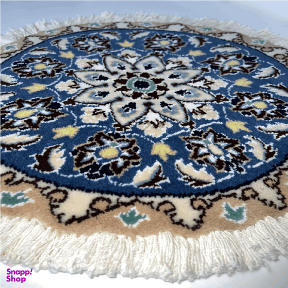قالیچه دستباف نایین (Naein) مدل فیروزه زمینه سرمه‌ای