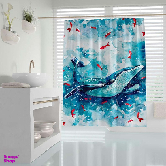 پرده حمام دلفین (Dolphin) مدل Whale سایز 180×200 سانتی متر