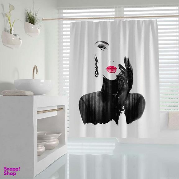 پرده حمام دلفین (Dolphin) مدل Woman in Black سایز 180x200 سانتی متر