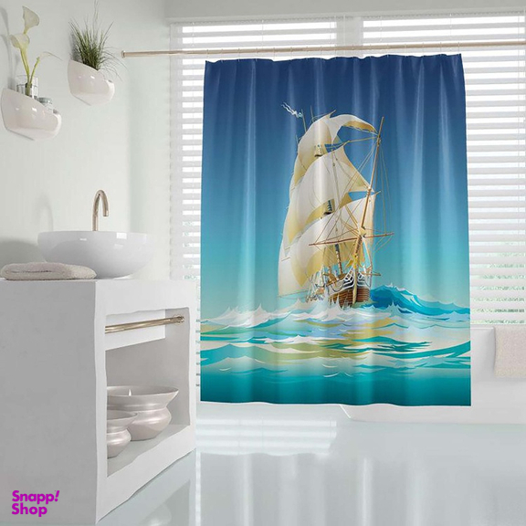 پرده حمام دلفین (Dolphin) مدل Ship سایز 180×200 سانتی متر