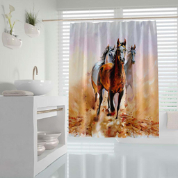 پرده حمام دلفین (Dolphin) مدل Horses سایز 180×200 سانتی متر