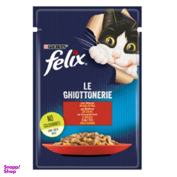 پوچ گربه فلیکس (Felix) مدل Beef وزن 85 گرم بسته 2 عددی