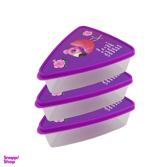 ظرف نگهدارنده فرش کیپس (Fresh Keeps) مدل مثلث طرح لک لک بسته 3 عددی