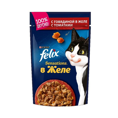 پوچ گربه فلیکس با طعم گوشت و گوجه مدل Beef & Tomato وزن 85 گرم