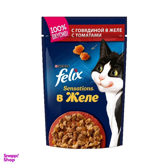 پوچ گربه فلیکس با طعم گوشت و گوجه مدل Beef & Tomato وزن 85 گرم