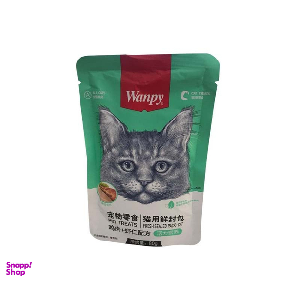 پوچ گربه ونپی مدل Chicken & Shrimp وزن 80 گرم