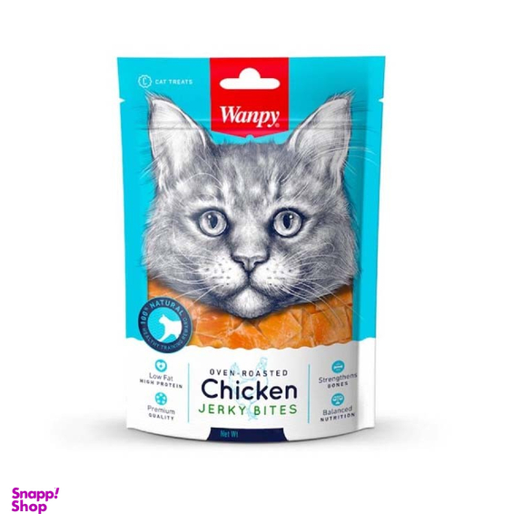 تشویقی گربه ونپی (Wanpy) طعم مرغ مدل Chicken Jerky Bites وزن 25 گرم