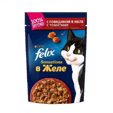پوچ گربه فلیکس (Felix) با طعم مرغ و گوجه مدل Chicken & Tomato وزن 85 گرم