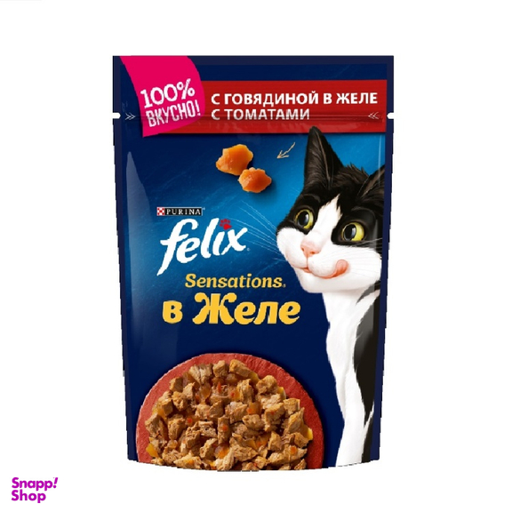 پوچ گربه فلیکس (Felix) با طعم مرغ و گوجه مدل Chicken & Tomato وزن 85 گرم