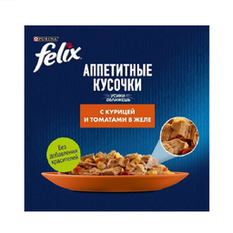 پوچ گربه فلیکس (Felix) با طعم مرغ و گوجه مدل Chicken & Tomato وزن 85 گرم