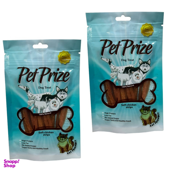 تشویقی سگ و گربه پت پرایز (Pet Prize) مدل Soft Chicken Strips وزن 50 گرم بسته 2 عددی