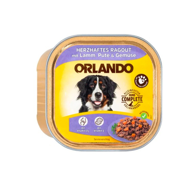 کنسرو سگ اورلاندو (Orlando) مدل Lamb & Turkey & Vegetables با طعم گوشت بره و بوقلمون و سبزیجات وزن 300 گرم