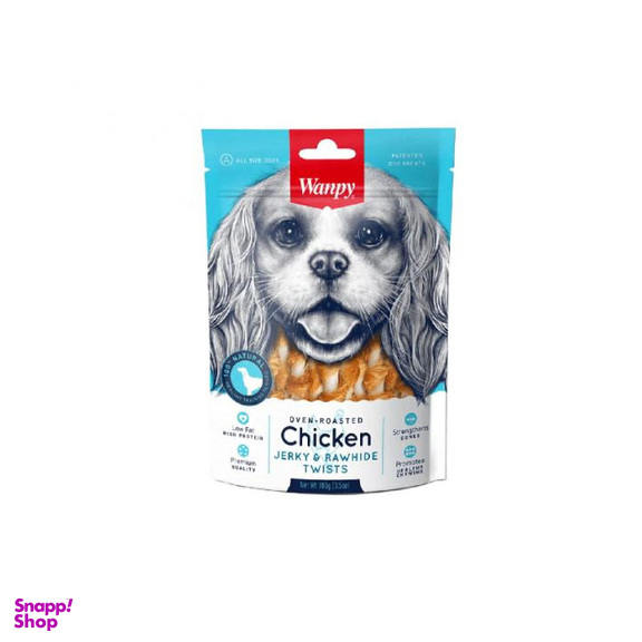 تشویقی سگ ونپی مدل Chicken Jerky & Rawhide Twists وزن 100 گرم