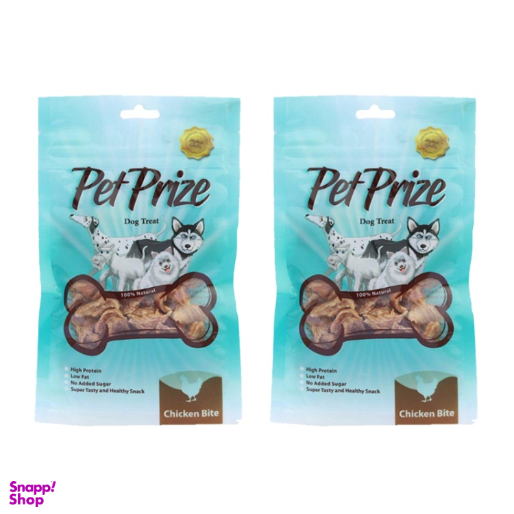 تشویقی سگ پت پرایز (Pet Prize) مدل Chicken Bite وزن 50 گرم بسته 2 عددی