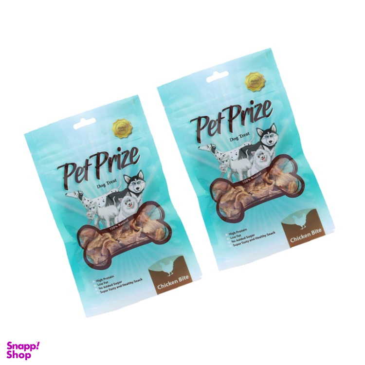 تشویقی سگ پت پرایز (Pet Prize) مدل Chicken Bite وزن 50 گرم بسته 2 عددی