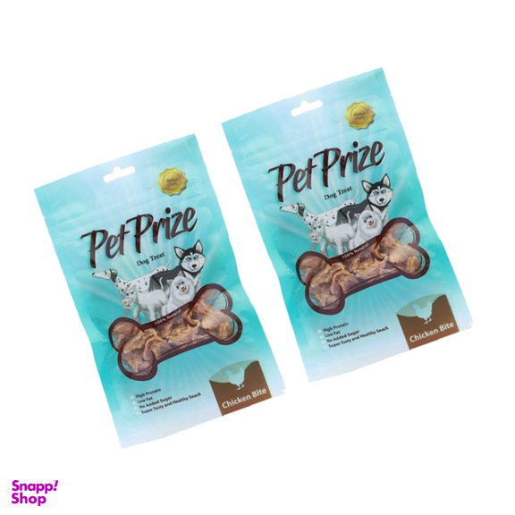تشویقی سگ پت پرایز (Pet Prize) مدل Chicken Bite وزن 50 گرم بسته 2 عددی