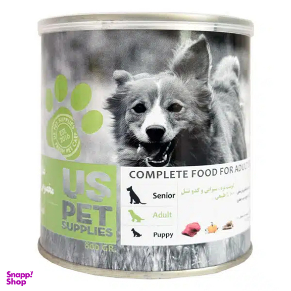 کنسرو غذای سگ یو اس پت با طعم سیرابی وزن 800 گرم