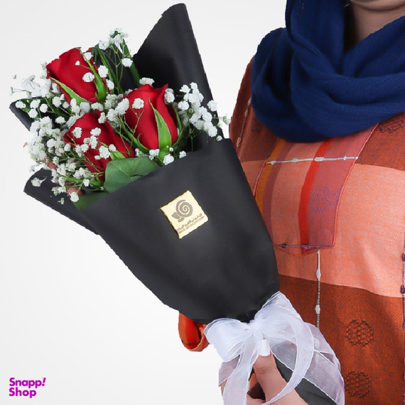 دسته گل رز قرمز گل بازار مدل آدنا