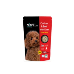 پوچ سگ نوول لوکس مدل chicken Beef وزن 150 گرم بسته 12 عددی