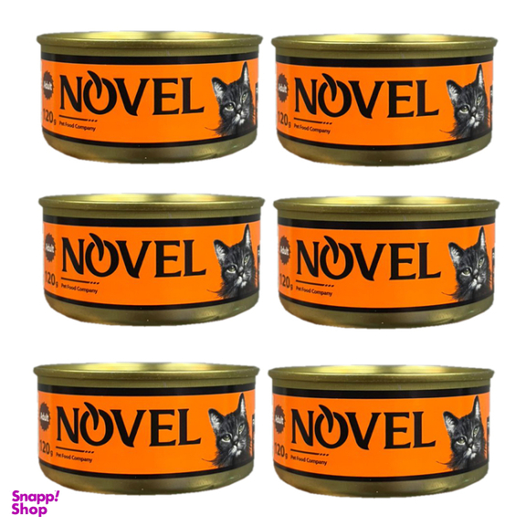 کنسرو غذای گربه نوول لوکس (Novel Luxe) مدل Mix وزن 120 گرم بسته 6 عددی رنگ نارنجی