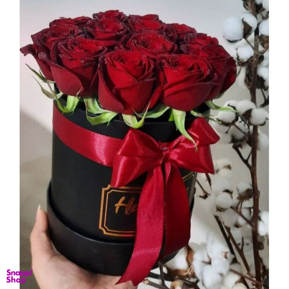 باکس گل طبیعی رز هلندی مدل جعبه گرد