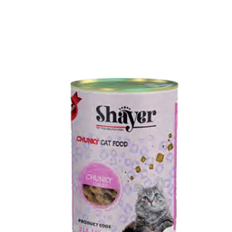 کنسرو غذای گربه شایر (Shayer) مدل چانک طعم بوقلمون با سس گوشت وزن 400 گرم