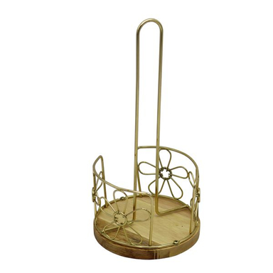 نگهدارنده دستمال کاغذی مدل گرد چوب و فلز کد YP-GERD-FLZ-CHOOB-30CM