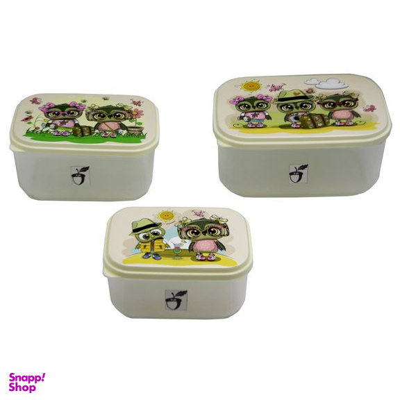 ظرف نگهدارنده طرح جغد گردشگر مدل بلوط کد YP-MOSTATIL-03 مجموعه 3 عددی