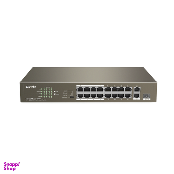 سوئییچ غیرمدیریتی 18 پورت PoE تندا مدل TEF1118P-16-150W V3.0