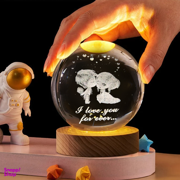 چراغ خواب طرح گوی کریستال مدل عاشقانه