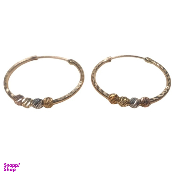 گوشواره طلا 18 عیار زنانه حلقه ای چهار گوی کد 44509