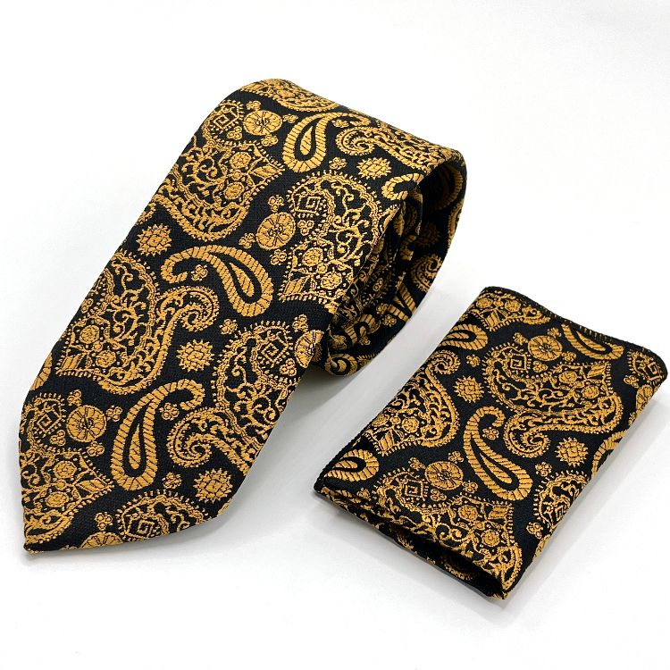 ست کراوات و دستمال جیب مردانه طرح لوییس کاوالی طرح بته جقه کد 552