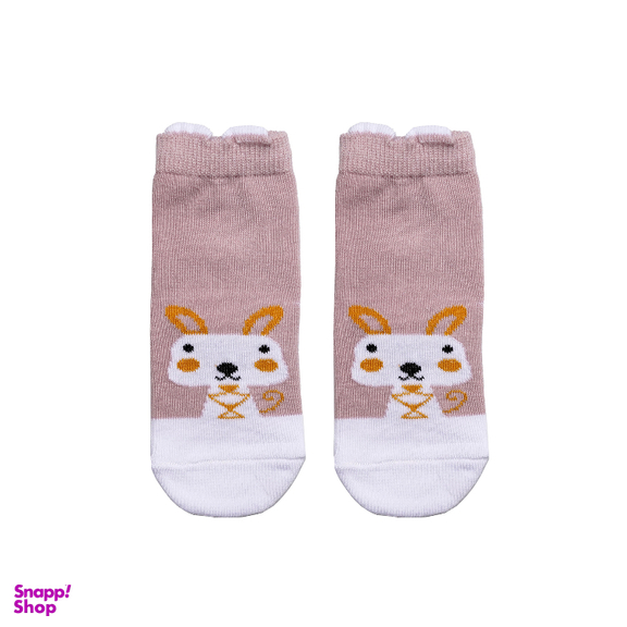 جوراب نوزادی طرح خرگوش رنگ صورتی
