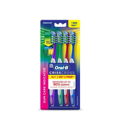 مسواک اورال بی مدل CRISSCROSS GUM CARE INDICATOR برس متوسط بسته 4 عددی