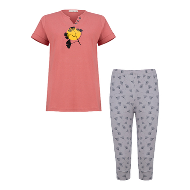 ست تیشرت و شلوارک راحتی زنانه کد 1030 رنگ صورتی