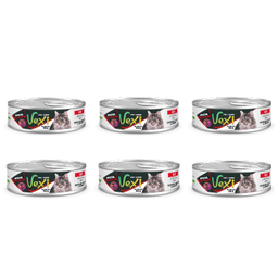 غذای کنسرو گربه وکسی مدل چانک مرغ و میگو وزن 90 گرم مجموعه 6 عددی