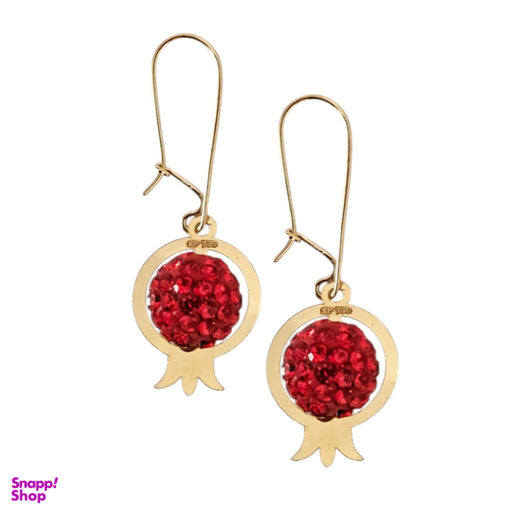 گوشواره طلا 18 عیار زنانه مدل انار سواروسکی