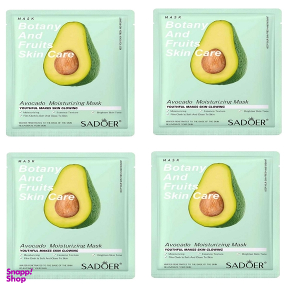 ماسک ورقه ای صورت سادور مدل آووکادو مجموعه 4 عددی