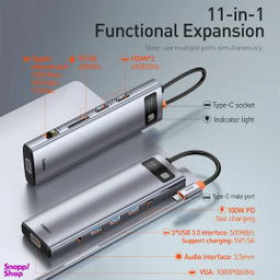 هاب 11 پورت Type-C بیسوس مدل Metal Gleam Series CAHUB-CT0G