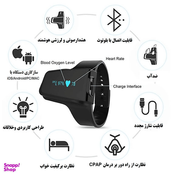 هولتر اکسیژن، ضربان قلب و آنالیزور کیفیت خواب ولو مدل Checkme o2 max