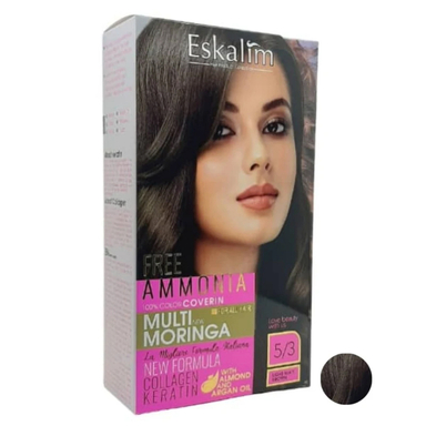 کیت رنگ مو اسکالیم سری collagen keratin شماره 5.3 رنگ قهوه ای زیتونی روشن حجم 100 میلی لیتر