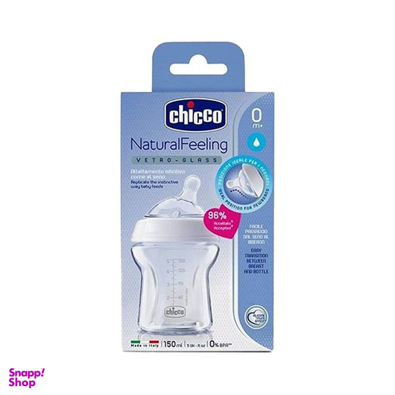 شیشه شیر پیرکس چیکو مدل natural feeling گنجایش 150 میلی لیتر